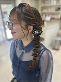 サイド編み下ろし／結婚式／お呼ばれヘア／参列へア／二次会へア