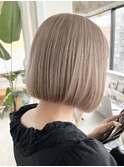 ミルクティーベージュシアーベージュミニボブショートボブ