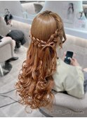 髪の毛リボンサイドハーフアップ/心斎橋ヘアセット