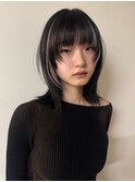 ミディアムレイヤーカットハッシュカットデザインカラー