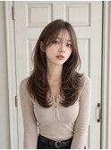 韓国風レイヤーカット/ハッシュカット/ショコラブラウン/新宿