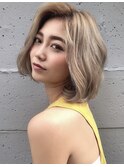ハイトーン×ミディアムボブ