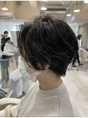 パーマショート動きハンサムシンプルコンマヘア