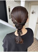 編みおろし ヘアセット 金箔アレンジ