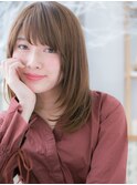 斜めバングカーキグレージュ小顔3Dレイヤーc5上尾20代30代40代