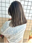 ハイライトカラー/白髪ぼかし/セミロング/ストレートヘア
