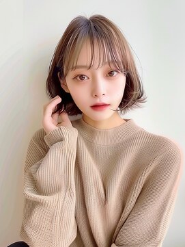 クラン 岡本(Chlan) くすみベージュ★ナチュラルワンカールボブ