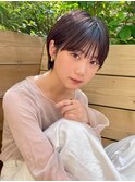 シースルーマッシュショートブラウンヘア