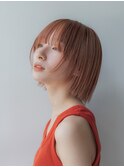 ミニボブ/ぱつっとボブ/レイヤーボブ/オレンジベージュ/ボブ