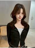 ミニウルフチェリーブラウンホワイトグレージュフェザーパーマ