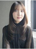 ロング前髪カット顔周りレイヤー韓国ヘア_F40213