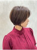 コーラルベージュ/顔周りカット/レイヤーカット/韓国巻き/池袋