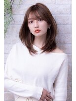 ヘアーアートシフォン 川口東口店(hair art chiffon)&nbsp;ラベンダーカラーorイヤリングカラーの厚めバングくびれミディ