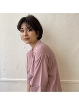 テンバイシオミエイチ(10 by shiomi H)&nbsp;ウザバング×耳だしショートボブ×ダークアッシュ/こなれヘア