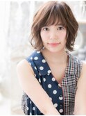斜めバングくせ毛風大人ボブショート20代30代40代