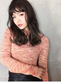 くすみカラーの黒髪エアリーミディ/モテ髪カタログ【髪質改善】