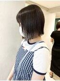 大平/切りっぱなしボブ前下がりミディアム前髪顔まわり透け感