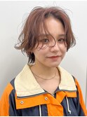 センターパートニュアンスパーマブルージュハンサムショート