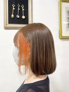 ランプ ヘアー(lamp hair) ボブ×インナーオレンジ/lamp 清水