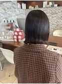 ぷつっとミニボブ×ナチュラルブラウンカラー切りっぱなし