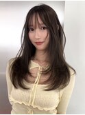 韓国ヘアーハッシュカットレイヤーカットグレージュブリーチ無し