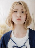 ブリーチオンカラー金髪ニュアンスパーマボブA0上尾20代30代