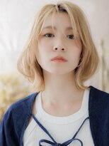 カバーヘア ブリス 上尾西口店(COVER HAIR bliss) ブリーチオンカラー金髪ニュアンスパーマボブA0上尾20代30代