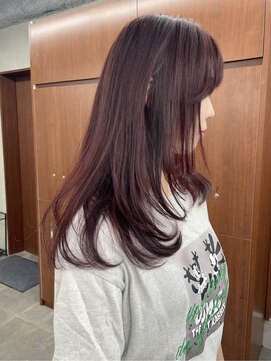 ニコ トウキョウ 渋谷(nico TOKYO) ダブルカラーチェリーレッドピンクブラウン韓国レイヤーロング