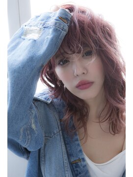 ミエル ヘア 新宿(miel hair) 〈mielhair新宿〉透明感ピンク　ウェーブセミディ
