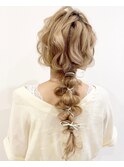 紐アレンジの編みおろし