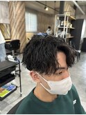 2wayセンターパート波巻きスパイラルパーマ刈り上げマッシュ