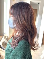 リッチ 菊名店(Rich)&nbsp;オレンジブラウン　ダークブラウン　ロングヘア　ウェーブヘア