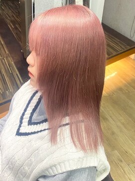 ロア 福岡天神本店(LORE) ダブルカラーミルクティーピンクベージュカラーハイトーンカラー