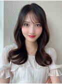 ★美髪イヤリングカラーミニウルフ外ハネボブチェリーブラウン