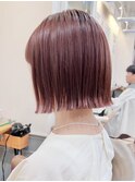 タッセルボブダブルカラー切りっぱなしボブ外ハネボブ顔周り30代