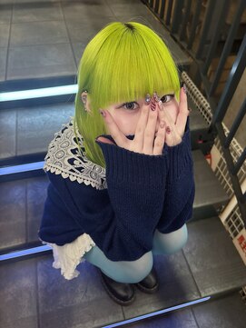 ラピス 福岡天神店(Lapis) ライムグリーン/ブリーチ/ダブルカラー/髪質改善/デザインカラー