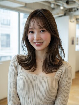 ラファンジュ ヘアー(Rohange hair) 外ハネ/韓国ヘア/くびれミディアム/韓国レイヤー/レイヤーカット