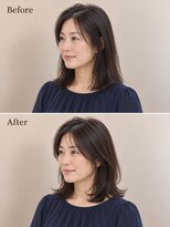 aptas 青山/表参道 白髪染め/白髪ぼかしハイライト/ボリュームアップエクステ 40代の大人長めレイヤー|表参道・青山