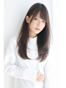 クラン 岡本(Chlan) 透明感グレージュ×ナチュラルロングストレート