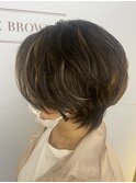 白髪ぼかしハイライト×ハンサムショート