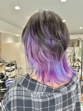 サニー 西中島店(sunny.) ボブウルフ×インナーカラー×オーロラデザイン