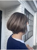 ハイライトボブ明るい白髪染め白髪ぼかし30代40代50代溝の口