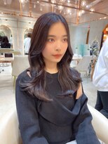 ロンド エスポワール 錦糸町(Lond espoir)&nbsp;黒髪レイヤーロンググレーベージュ前髪パーマ【韓国ヘア鈴木颯】