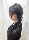 サイド編み下ろしヘア／結婚式お呼ばれヘア/参列ヘア/二次会ヘア