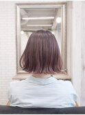 30代40代50代60代外はね切りっぱなしボブ　白髪染めピンク