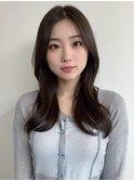 大人可愛い20代30代40代小顔ウルフレイヤーボブ丸み韓国ロング