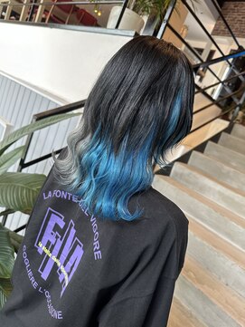 if ツートーンカラー/インナーカラー/ブルー/グレー/ウルフカット