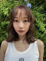 メゾンアクア 表参道(Maison ACQUA)&nbsp;小顔ミディアムパーマボブルフワンレンネビージュボブパーマ黒髪