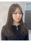 レイヤーカット/顔まわりカット/オリーブベージュ/担当者あまね