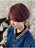 ハイトーンピンク×マッシュショート